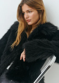 Abrigo corto cuello efecto pelo*Brownie Sale