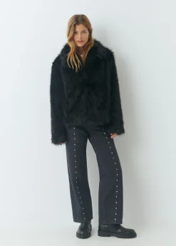 Abrigo corto cuello efecto pelo*Brownie Sale