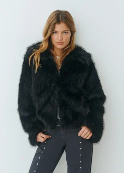 Abrigo corto cuello efecto pelo*Brownie Sale