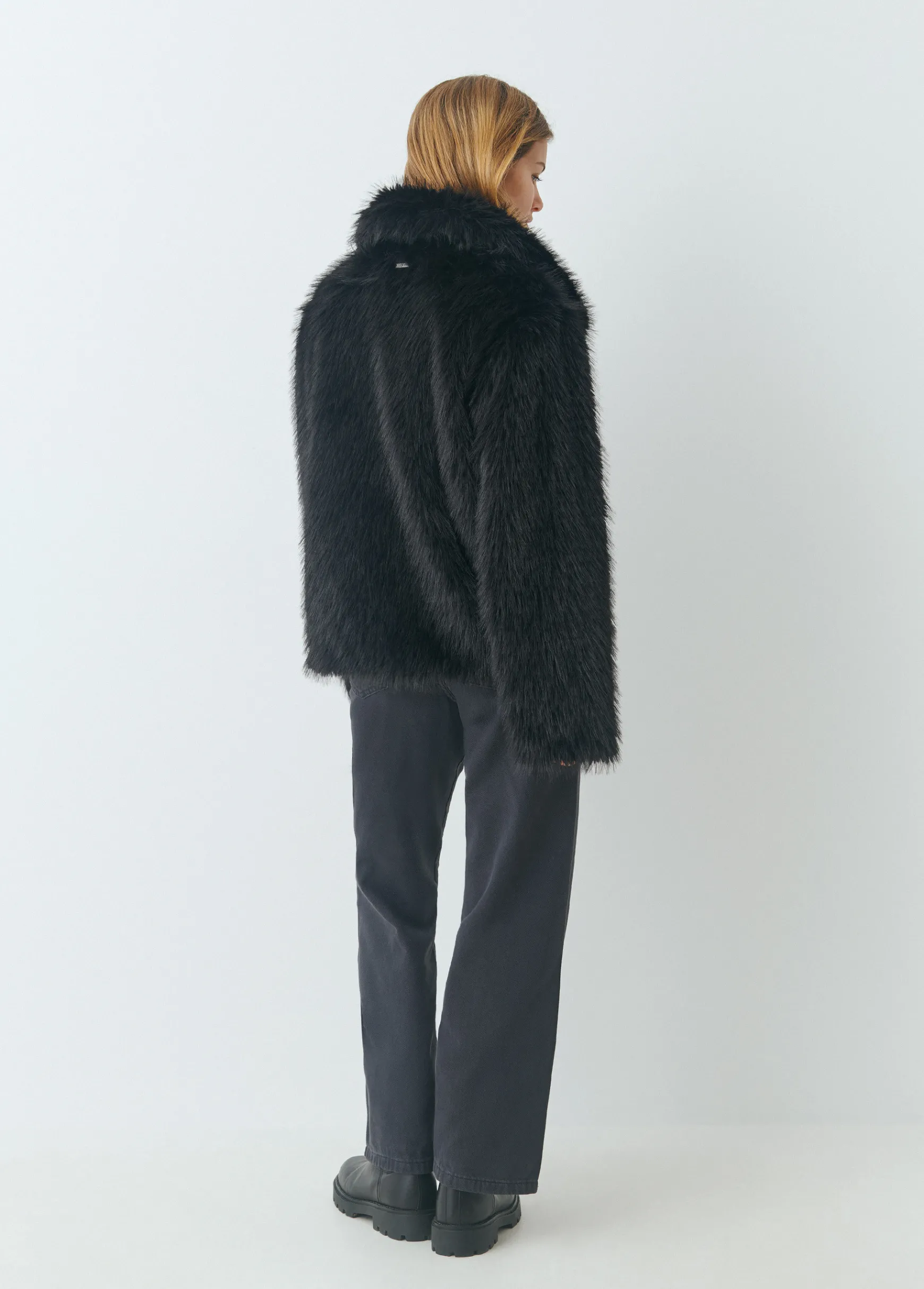 Abrigo corto cuello efecto pelo*Brownie Sale