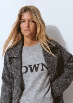 Abrigo cruzado espiga con lana*Brownie Clearance