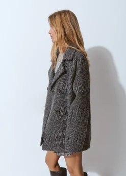 Abrigo cruzado espiga con lana*Brownie Clearance