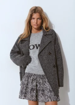 Abrigo cruzado espiga con lana*Brownie Clearance