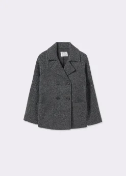 Abrigo cruzado espiga con lana*Brownie Clearance