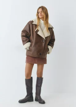 Abrigo doble faz efecto piel*Brownie