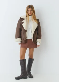 Abrigo doble faz efecto piel*Brownie