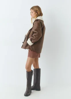 Abrigo doble faz efecto piel*Brownie