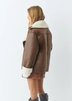 Abrigo doble faz efecto piel*Brownie