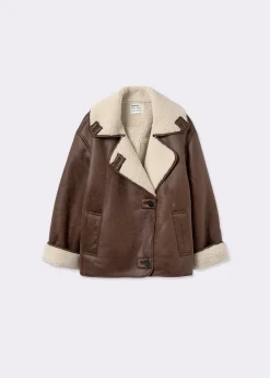 Abrigo doble faz efecto piel*Brownie