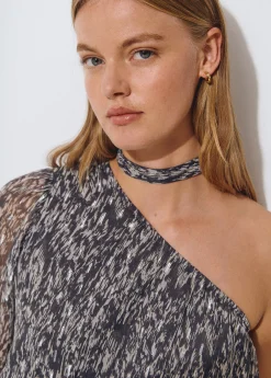 Blusa asimétrica brillo estampada*Brownie Online