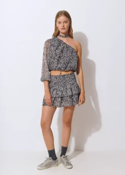 Blusa asimétrica brillo estampada*Brownie Online