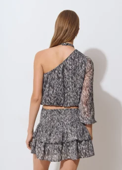 Blusa asimétrica brillo estampada*Brownie Online