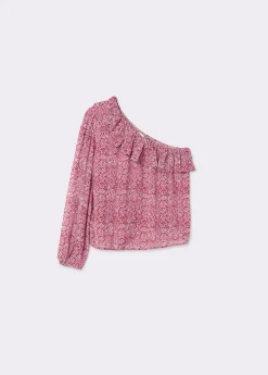 Blusa asimétrica volante estampada*Brownie Sale