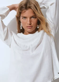 Blusa cuello redondo smock en pico*Brownie Online