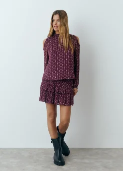 Blusa cut out estampado sello indio*Brownie Clearance