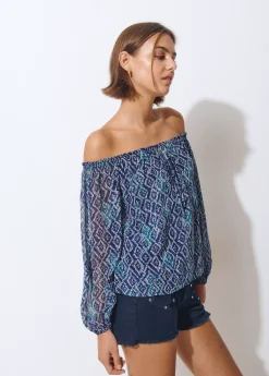 Blusa offshoulder estampado ikat*Brownie Outlet