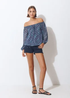 Blusa offshoulder estampado ikat*Brownie Outlet
