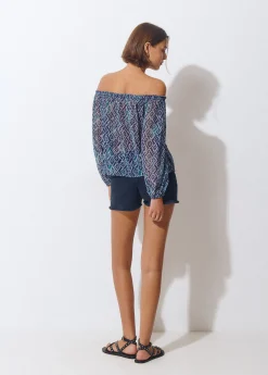 Blusa offshoulder estampado ikat*Brownie Outlet