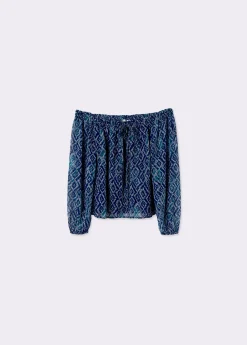 Blusa offshoulder estampado ikat*Brownie Outlet