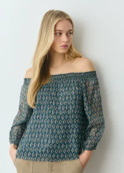 Blusa offshoulder sello indio brillo*Brownie Hot