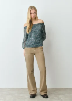 Blusa offshoulder sello indio brillo*Brownie Hot