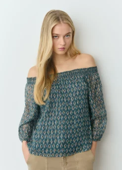 Blusa offshoulder sello indio brillo*Brownie Hot