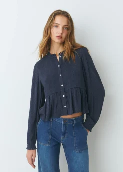 Blusa smock con botones plumeti*Brownie Discount