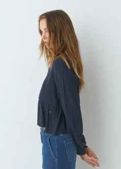 Blusa smock con botones plumeti*Brownie Discount