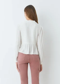 Blusa smock con botones plumeti*Brownie Outlet