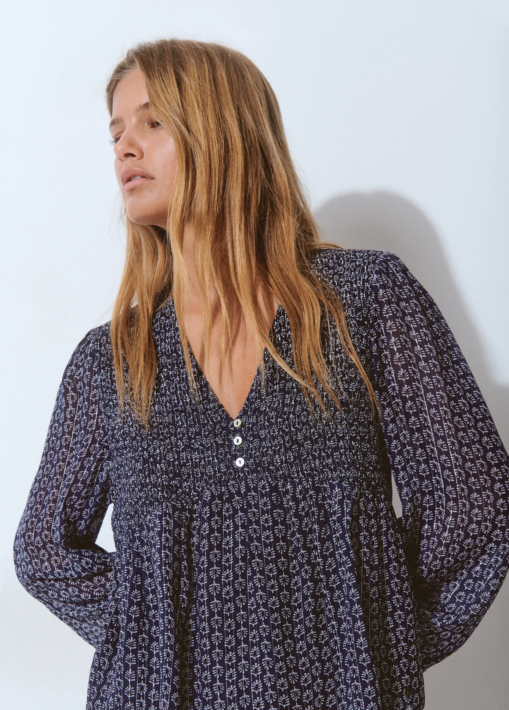 Blusa smock pecho bicolor*Brownie New