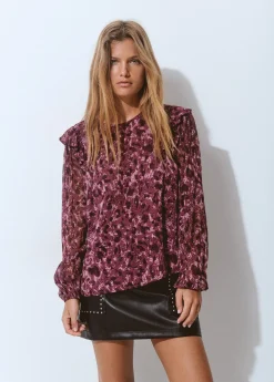 Blusa volantes mangas estampada brillo*Brownie Best