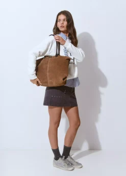 Bolso piel shopper cremallera*Brownie
