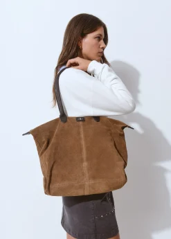 Bolso piel shopper cremallera*Brownie