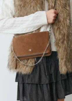 Bolso piel solapa bolitas*Brownie New