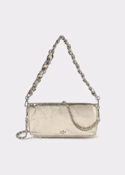 Bolso solapa laminado cadena gruesa*Brownie Hot