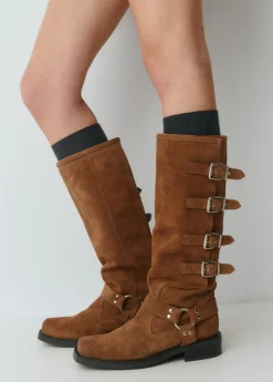 Bota alta piel hebillas*Brownie Sale