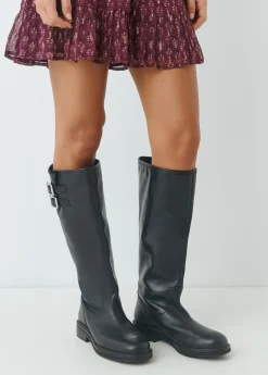 Bota alta piel hebillas*Brownie Sale