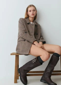 Bota alta piel hebillas*Brownie Sale