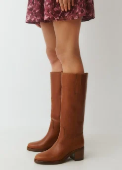 Bota gaucha piel tacón*Brownie Clearance