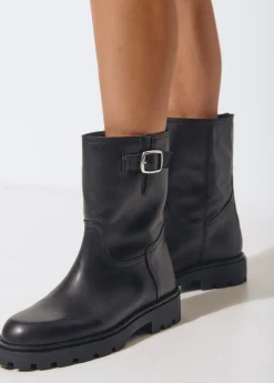 Botín piel motero hebilla*Brownie Hot