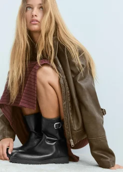 Botín piel motero hebilla*Brownie Hot