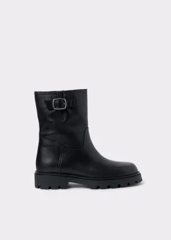 Botín piel motero hebilla*Brownie Hot