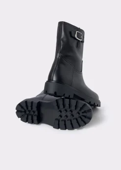 Botín piel motero hebilla*Brownie Hot