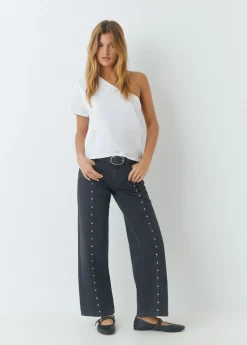 Camiseta asimétrica efecto lavado*Brownie Hot