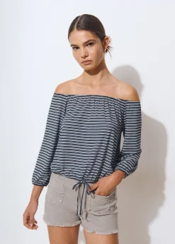 Camiseta escote bardot raya tejida*Brownie New