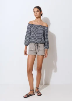 Camiseta escote bardot raya tejida*Brownie New