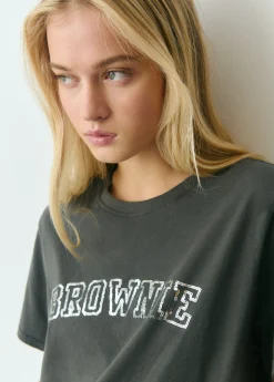 Camiseta manga corta texto bordado lentejuelas*Brownie Best