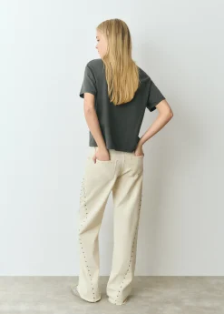 Camiseta manga corta texto bordado lentejuelas*Brownie Best