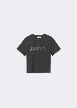 Camiseta manga corta texto bordado lentejuelas*Brownie Best