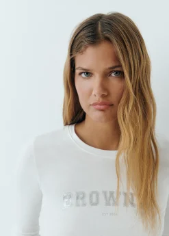 Camiseta manga larga texto foil*Brownie